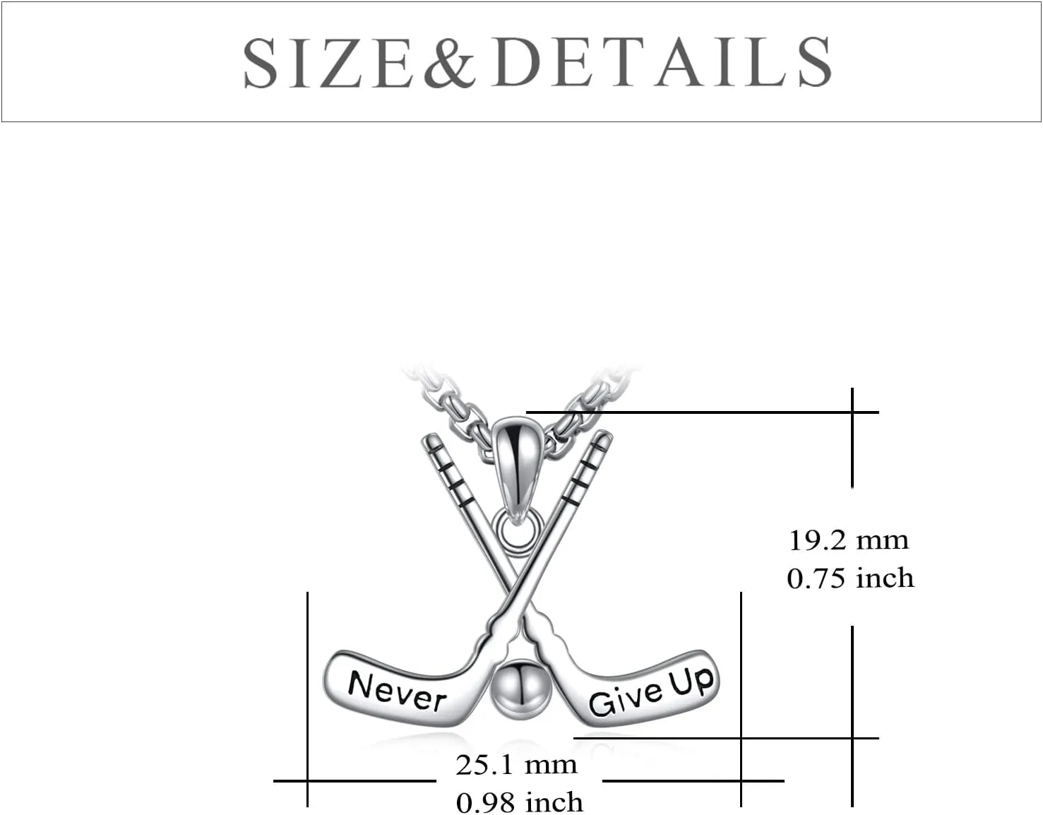 YFN Sport Necklace Sterling Silver Never Give Up I Can Do All Things Pendant Jewelry Sport Gifts for Women Men