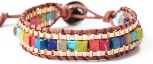 YGLINE 7 Chakra Bracelets for Women with Real Stones Leather Wrap Healing Bead Bracelet Women Men Boho Friendship Jewelry