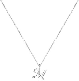 Yoosteel S925 Sterling Silver Initial Necklace for Women - Dainty Hypoallergenic Letter Jewelry - Tiny Cursive Silver Initial Necklace Gift
