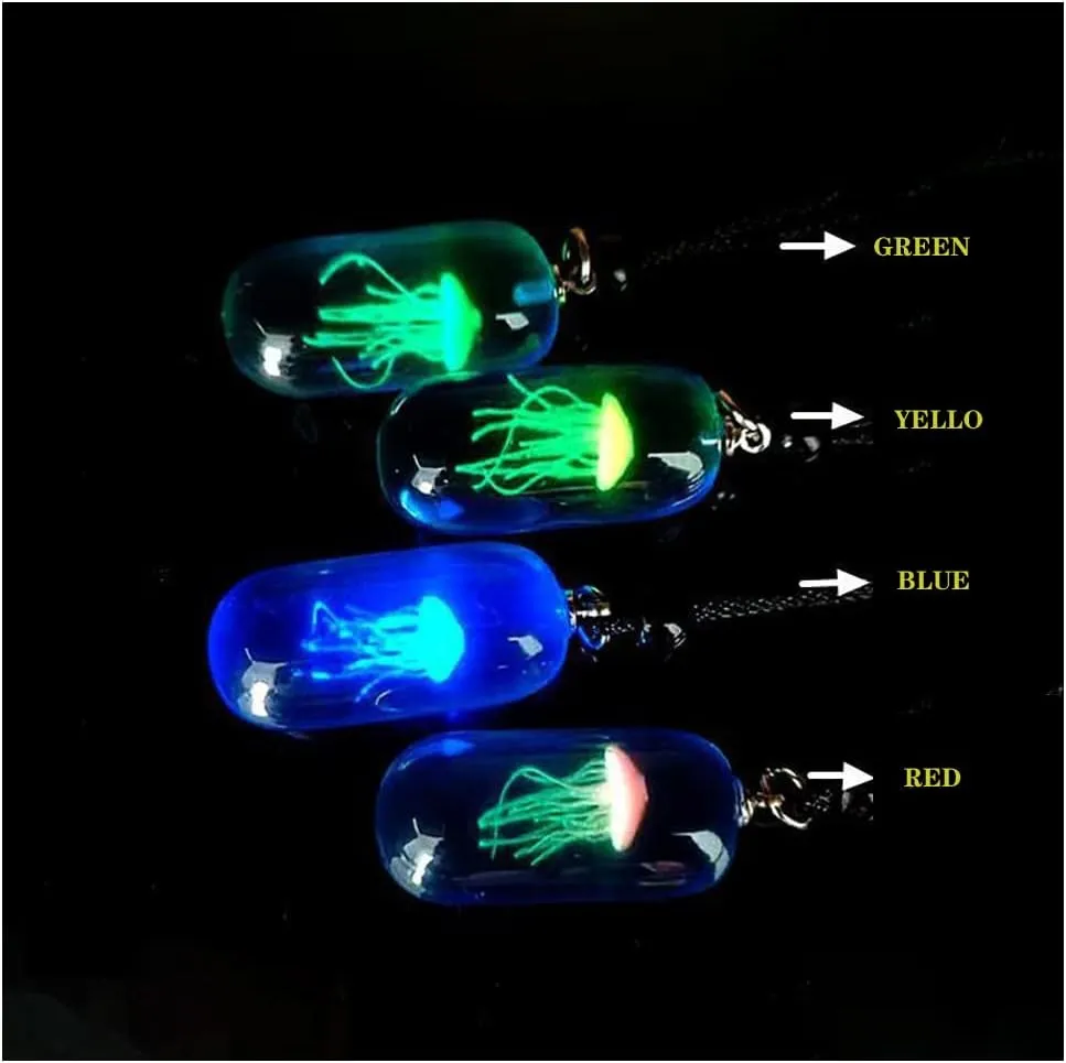 YP Glow in the Dark Necklaces Jellyfish Jewelry Resin Luminous Glowing Pendant
