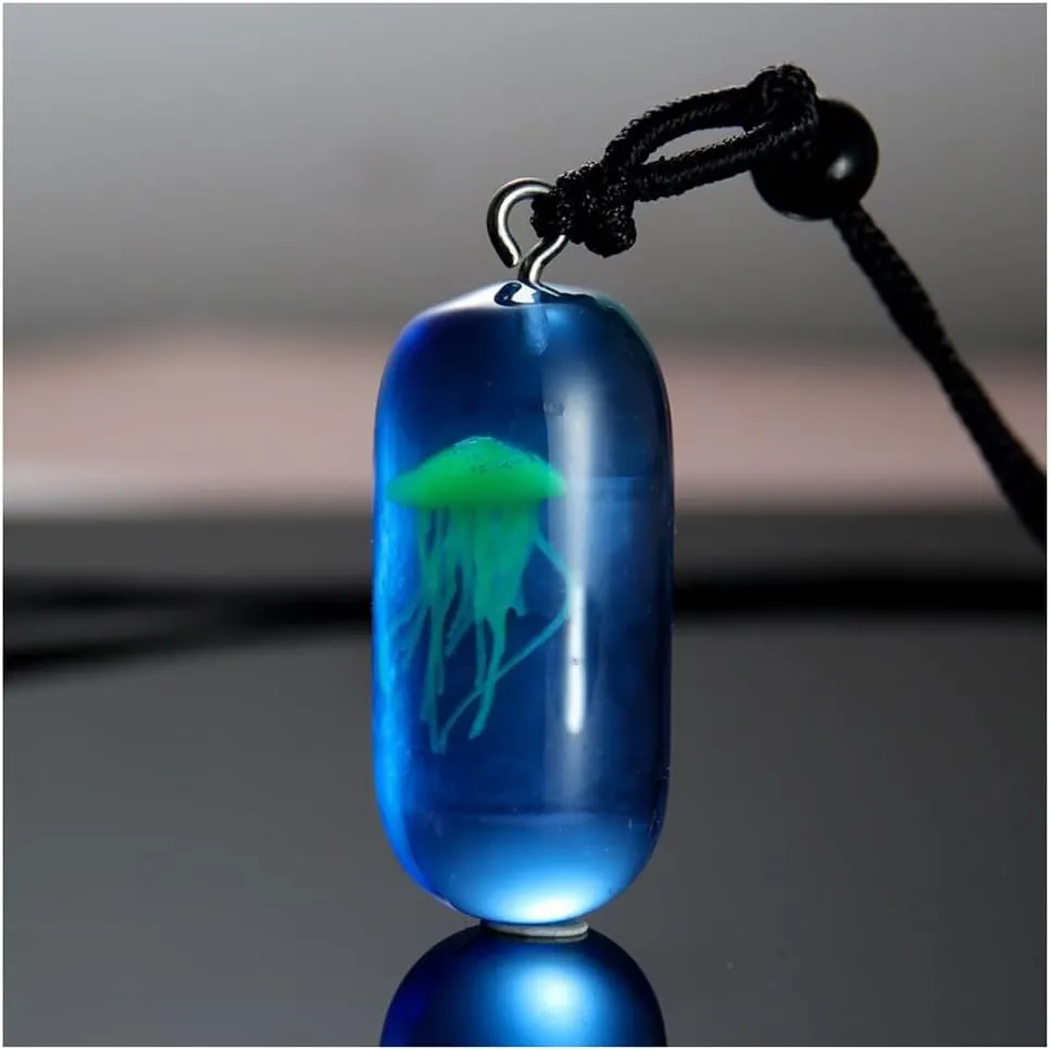 YP Glow in the Dark Necklaces Jellyfish Jewelry Resin Luminous Glowing Pendant