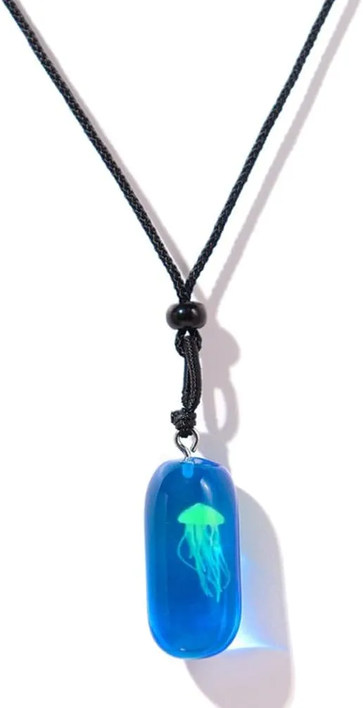 YP Glow in the Dark Necklaces Jellyfish Jewelry Resin Luminous Glowing Pendant