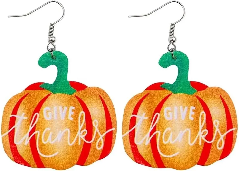 Zian Thanksgiving Turkey Earrings Sunflower Pumpkin Earrings Double-Sided Leather Earrings Holiday Earrings For Women