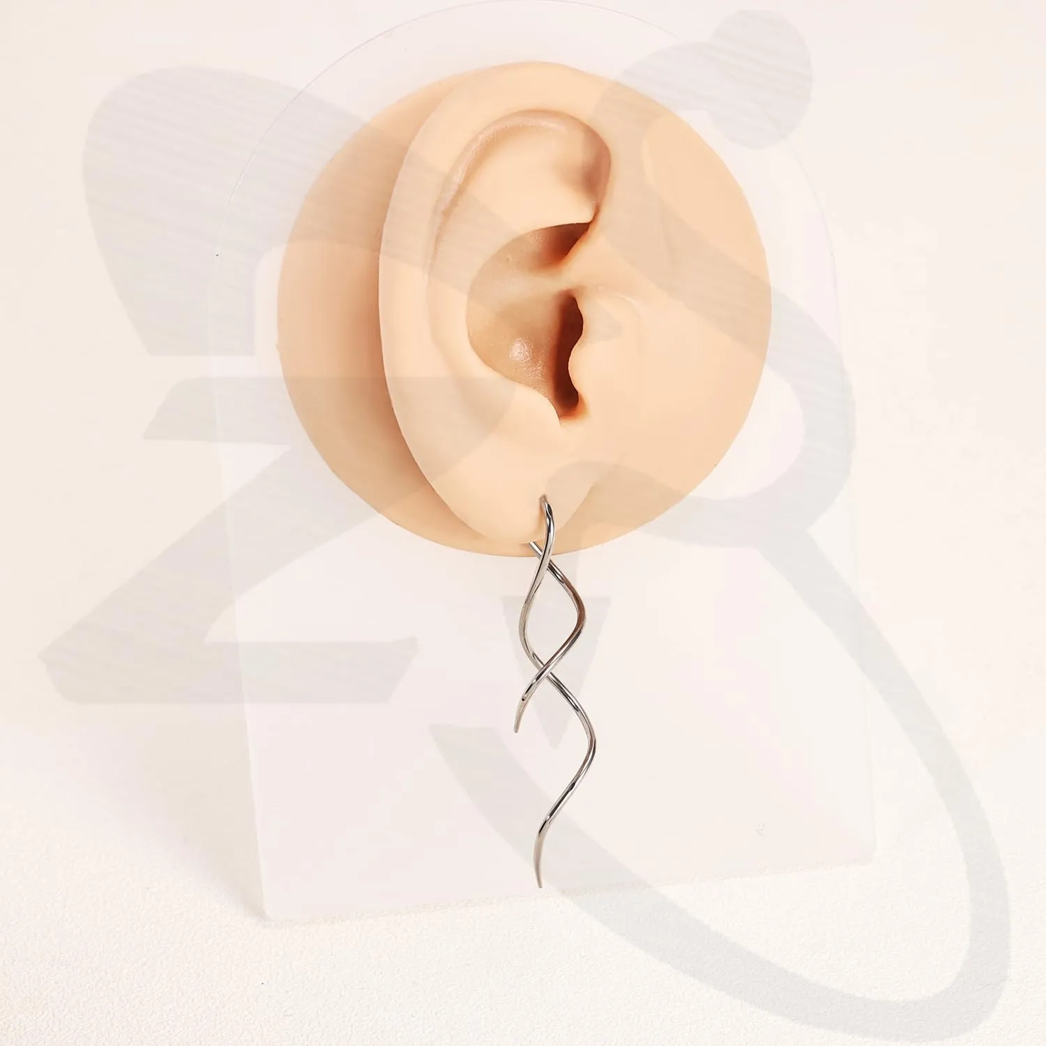 ZS 1 Pair Spiral Twist Earrings Body Piercing Jewelry, Stainless Steel Dangle Taper Earrings Twisting Hanging Loop 10G - 16G Piercing Taper