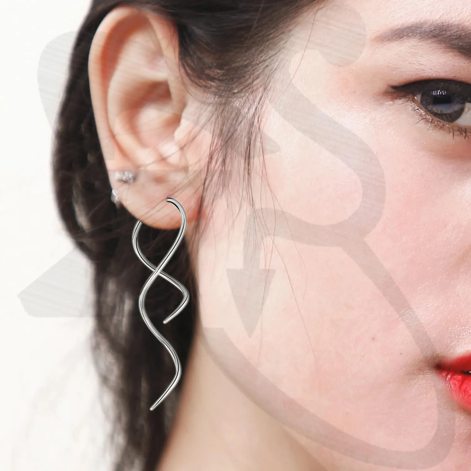 ZS 1 Pair Spiral Twist Earrings Body Piercing Jewelry, Stainless Steel Dangle Taper Earrings Twisting Hanging Loop 10G - 16G Piercing Taper
