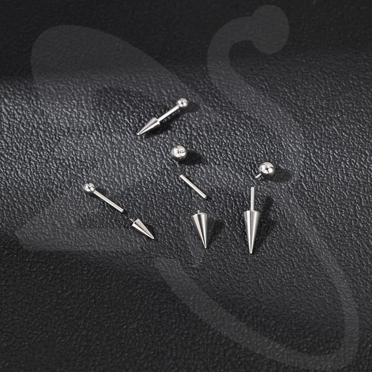 ZS 16G/18G Spike Cartilage Tragus Helix Piercing, Stainless Steel Spike Stud Earrings Internal Thread Curved Barbell Nose Bridge Rings Snake Bite Piercing Jewelry for Women Men