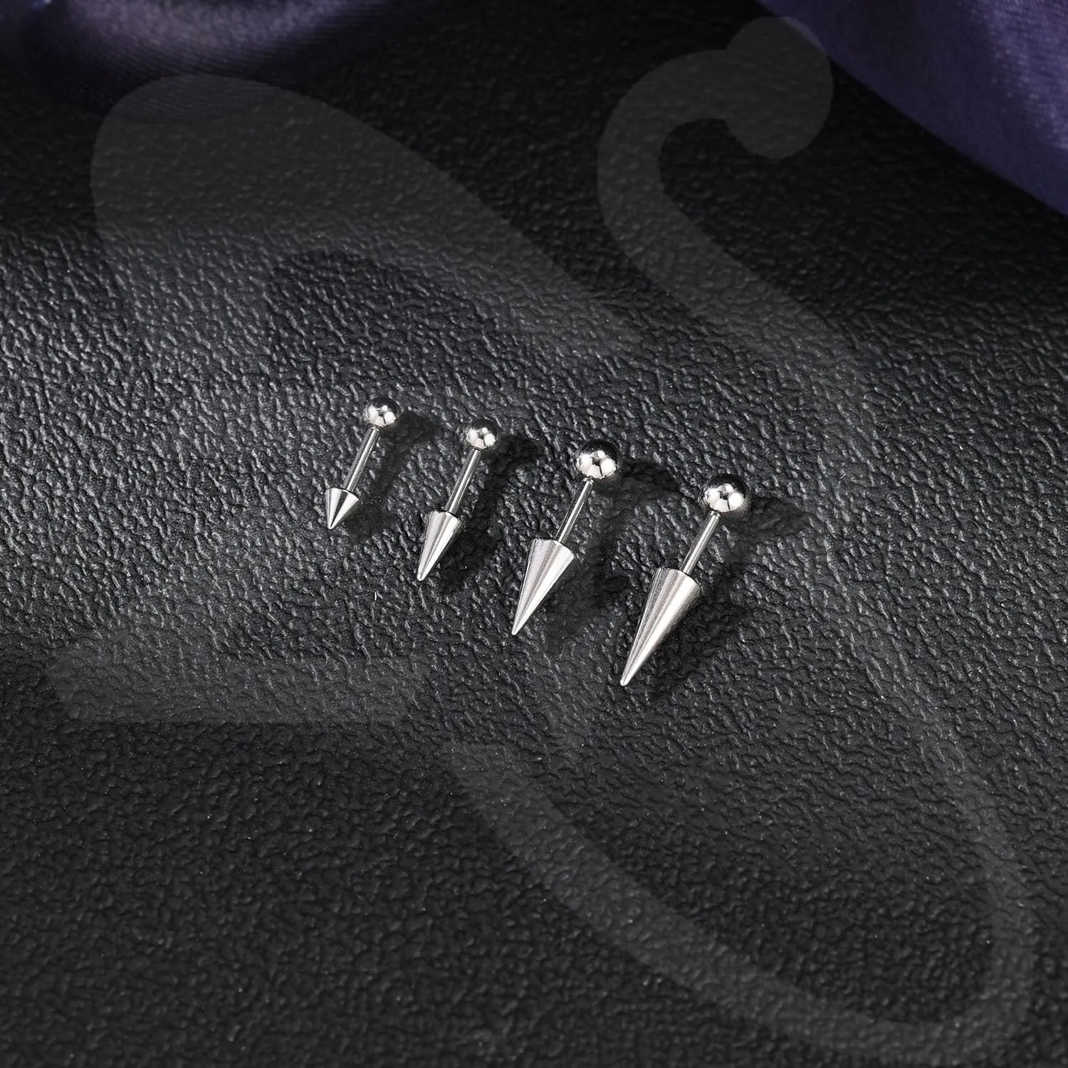 ZS 16G/18G Spike Cartilage Tragus Helix Piercing, Stainless Steel Spike Stud Earrings Internal Thread Curved Barbell Nose Bridge Rings Snake Bite Piercing Jewelry for Women Men