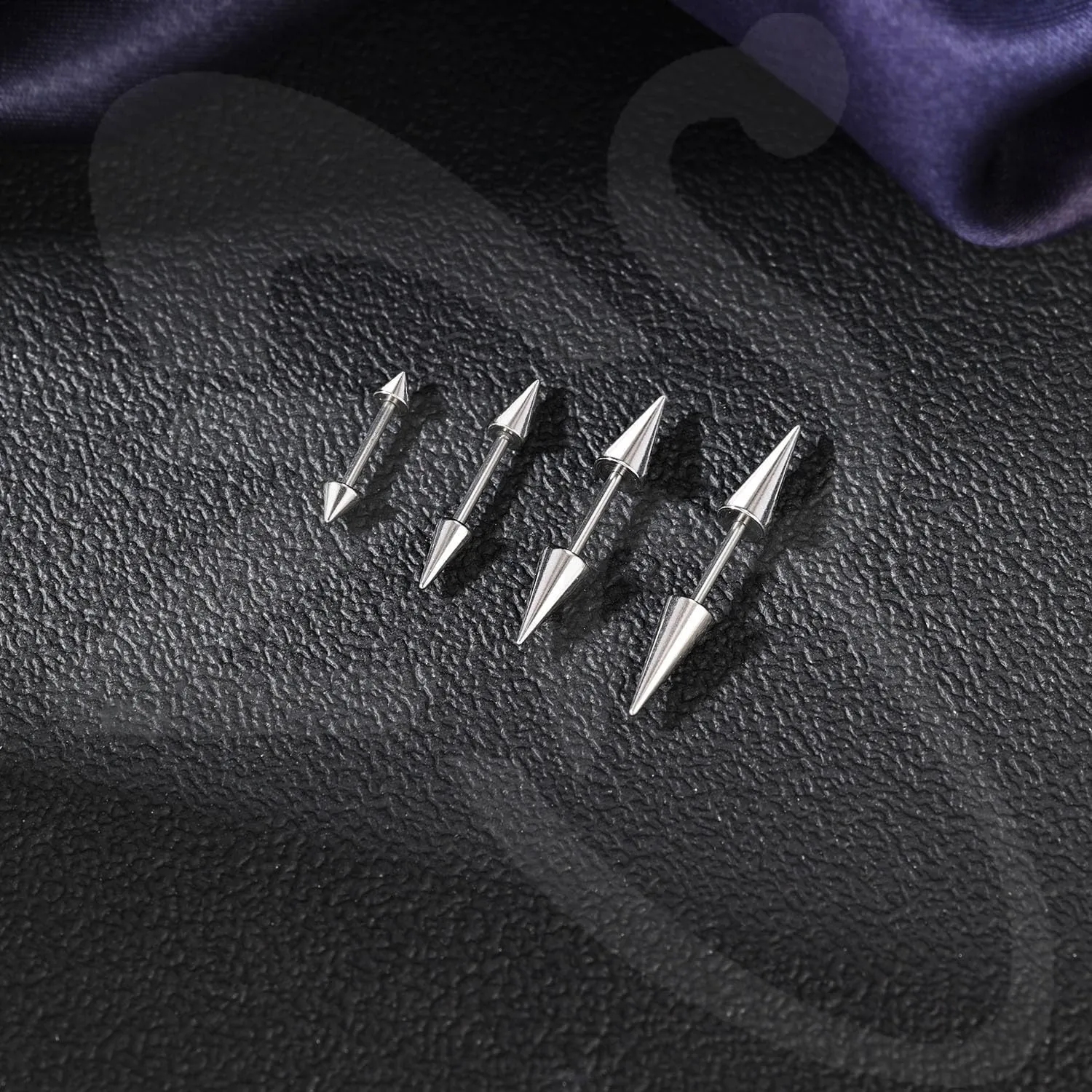 ZS 16G/18G Spike Cartilage Tragus Helix Piercing, Stainless Steel Spike Stud Earrings Internal Thread Curved Barbell Nose Bridge Rings Snake Bite Piercing Jewelry for Women Men